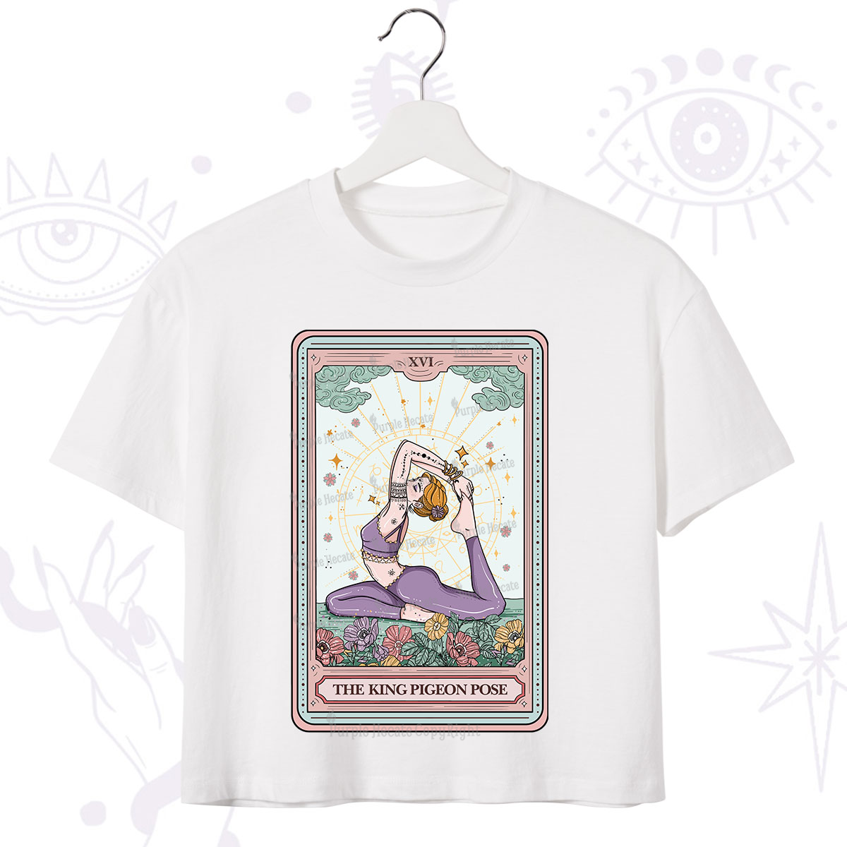 Purplehecate The King Pigeon Pose Tarot Card Crop T-Shirt