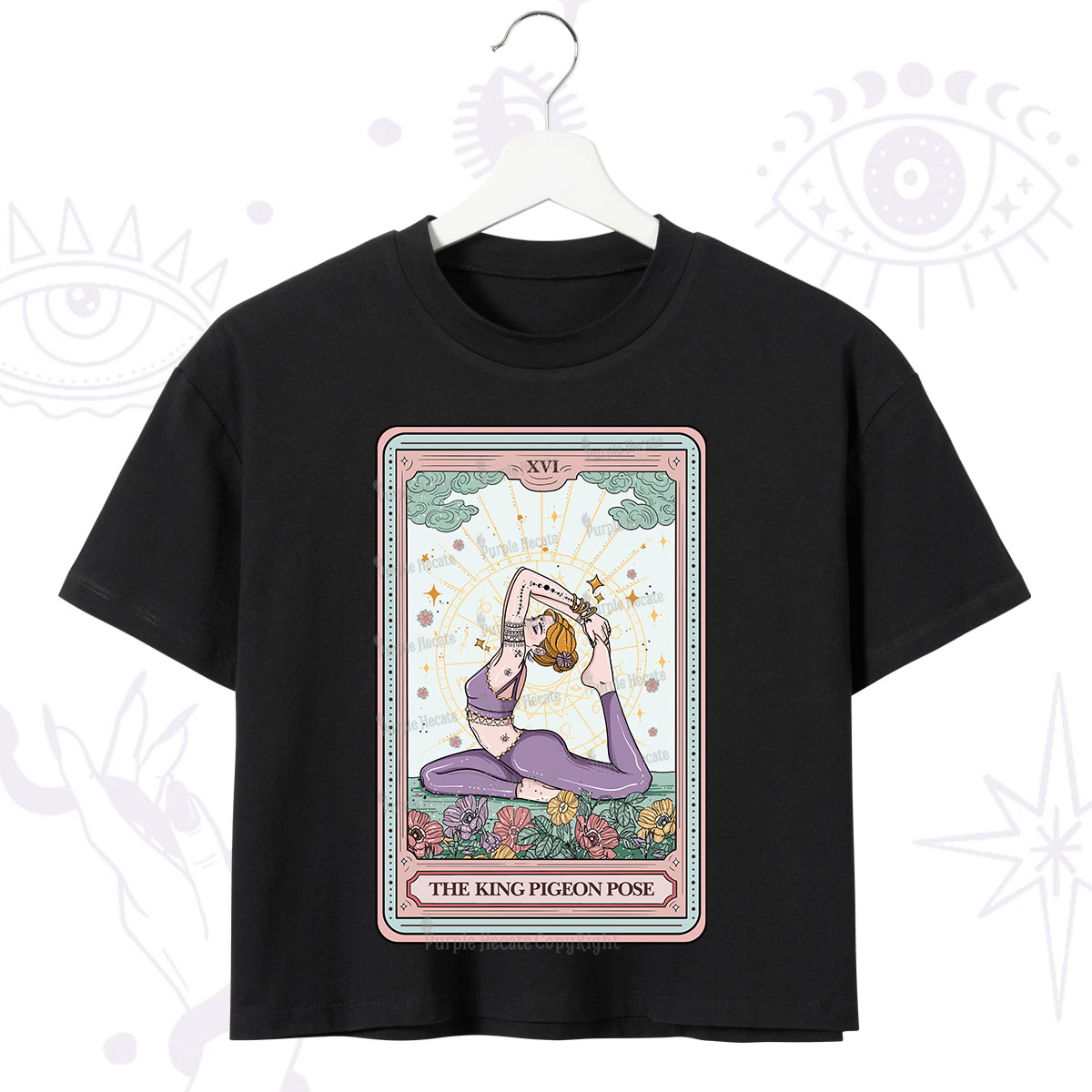 Purplehecate The King Pigeon Pose Tarot Card Crop T-Shirt