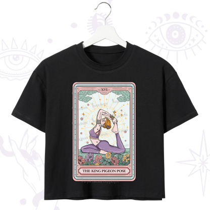 Purplehecate The King Pigeon Pose Tarot Card Crop T-Shirt
