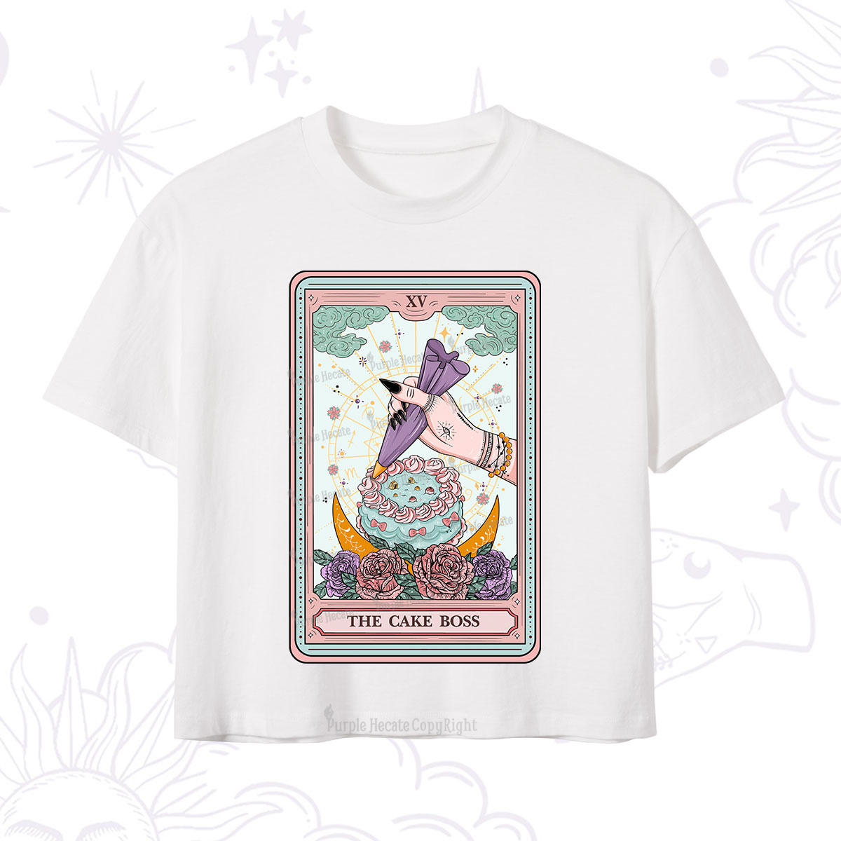 Purplehecate The Cake Boss Tarot Card Crop T-Shirt