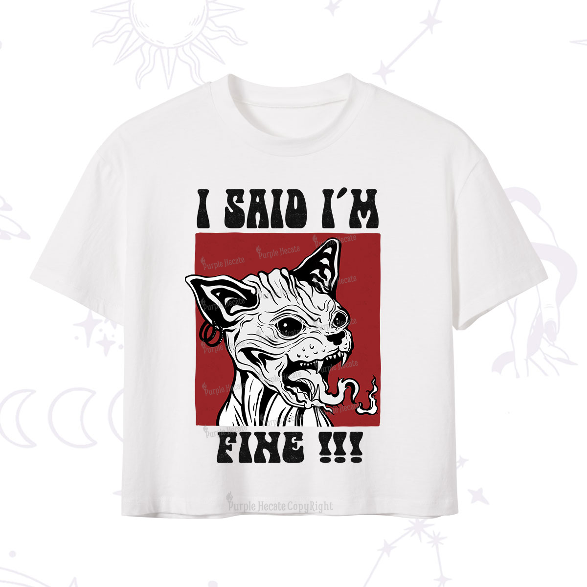 Purplehecate Angry Cat Crop T-Shirt