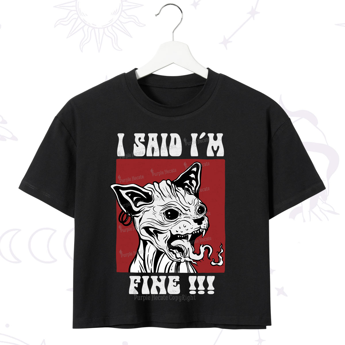 Purplehecate Angry Cat Crop T-Shirt