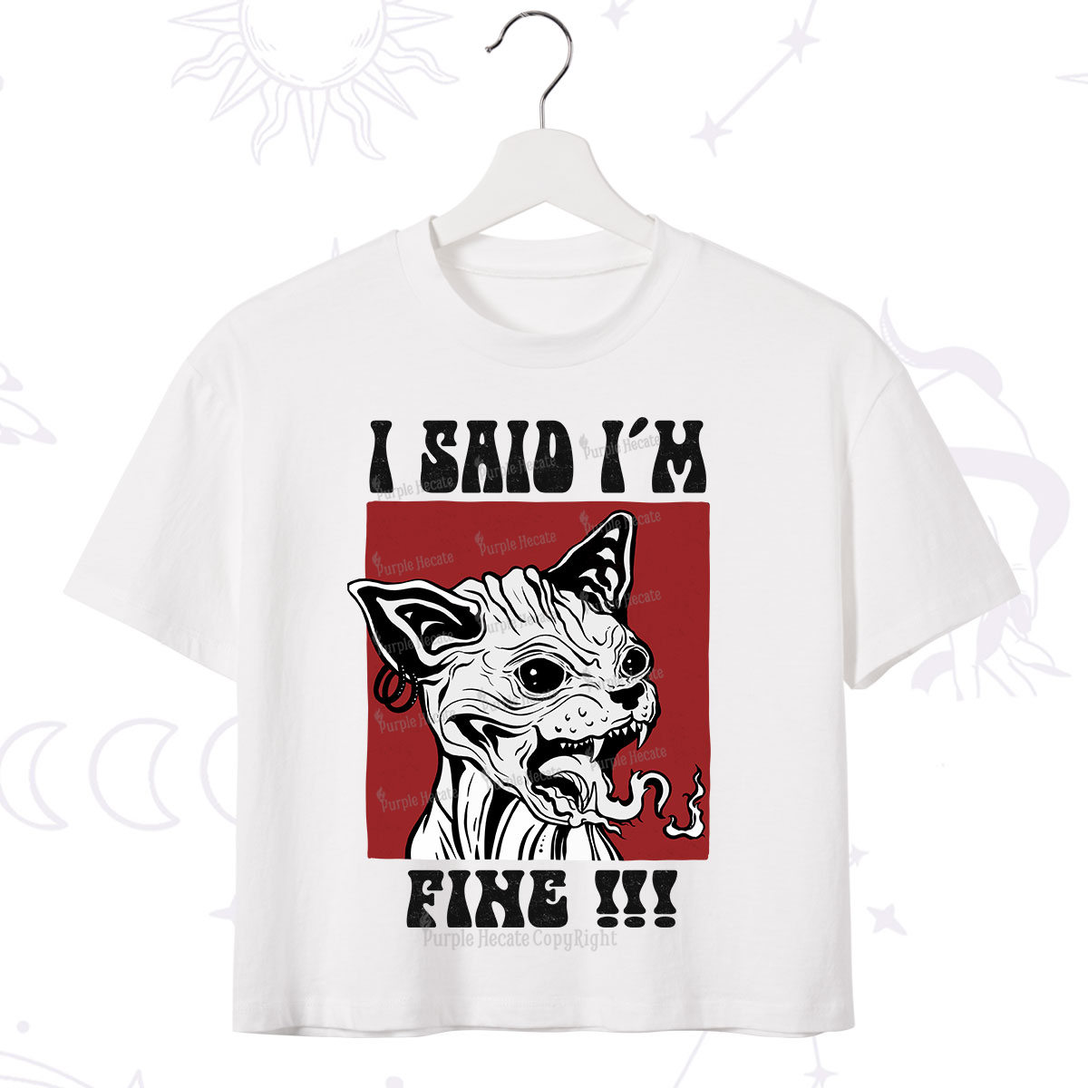 Purplehecate Angry Cat Crop T-Shirt
