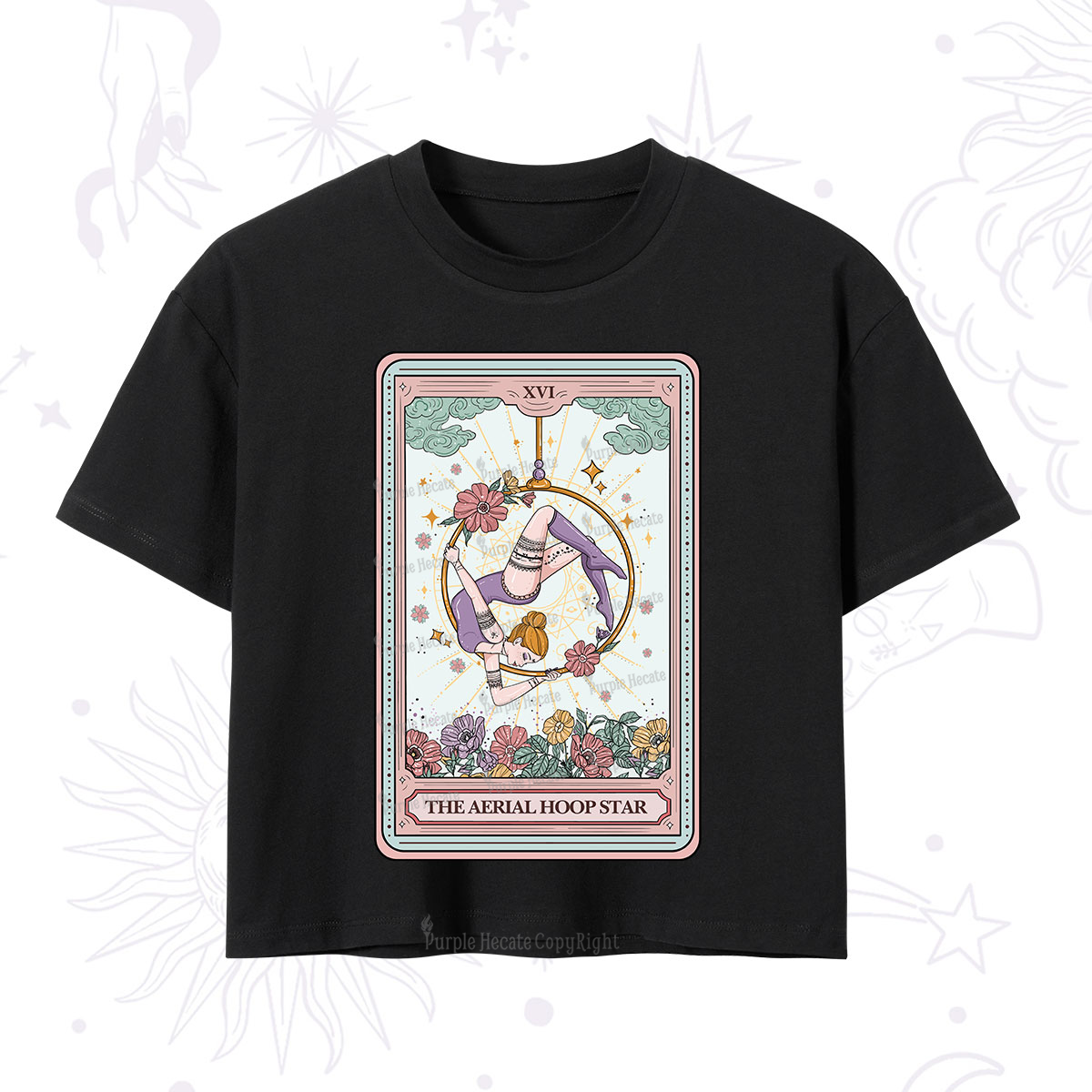 Purplehecate The Aerial Hoop Star Tarot Card Crop T-Shirt