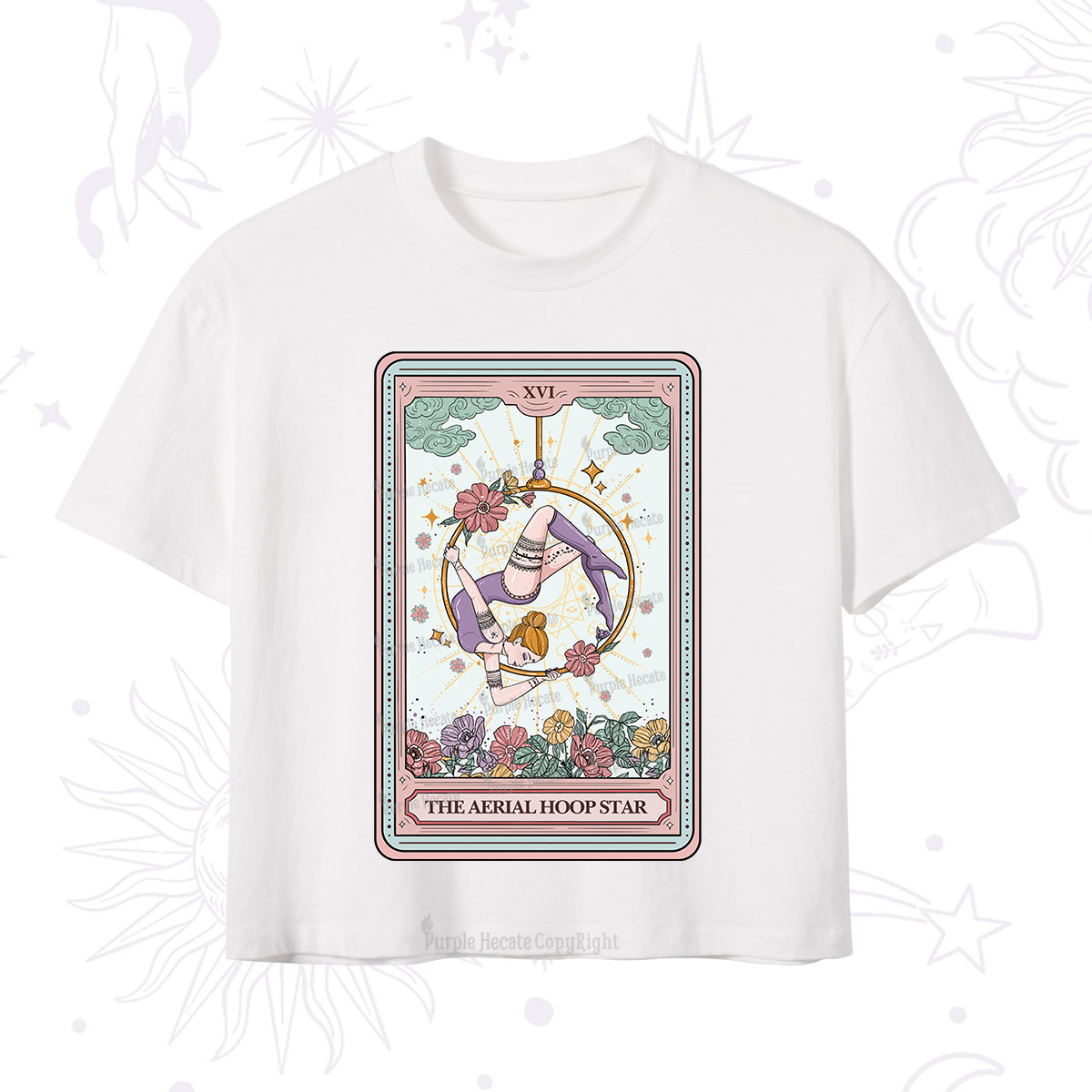 Purplehecate The Aerial Hoop Star Tarot Card Crop T-Shirt
