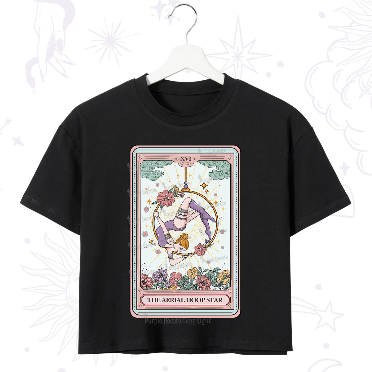 Purplehecate The Aerial Hoop Star Tarot Card Crop T-Shirt