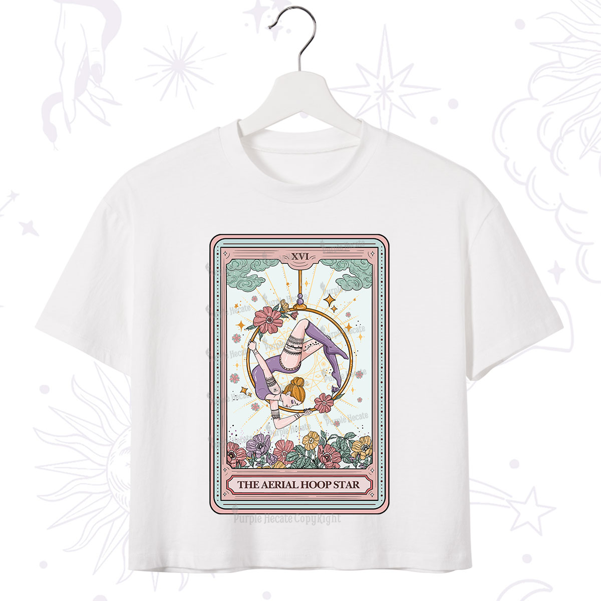 Purplehecate The Aerial Hoop Star Tarot Card Crop T-Shirt