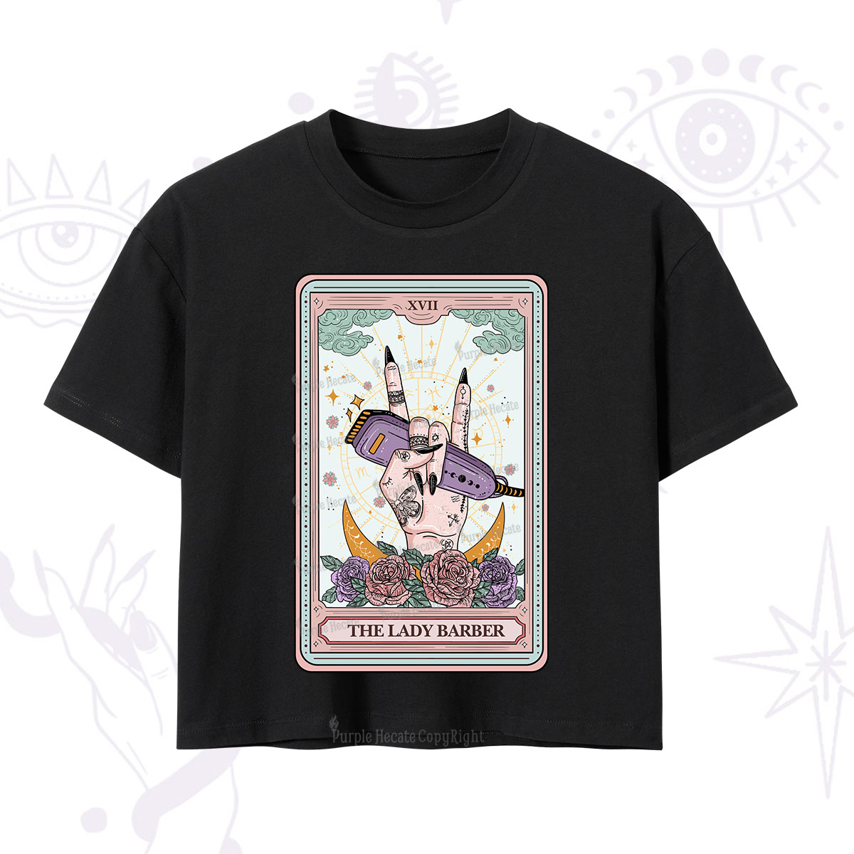 Purplehecate The Lady Barber Tarot Card Crop T-Shirt
