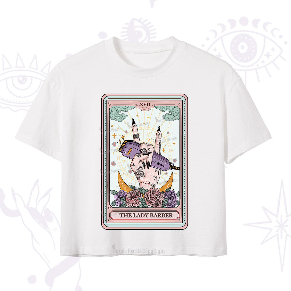 Purplehecate The Lady Barber Tarot Card Crop T-Shirt