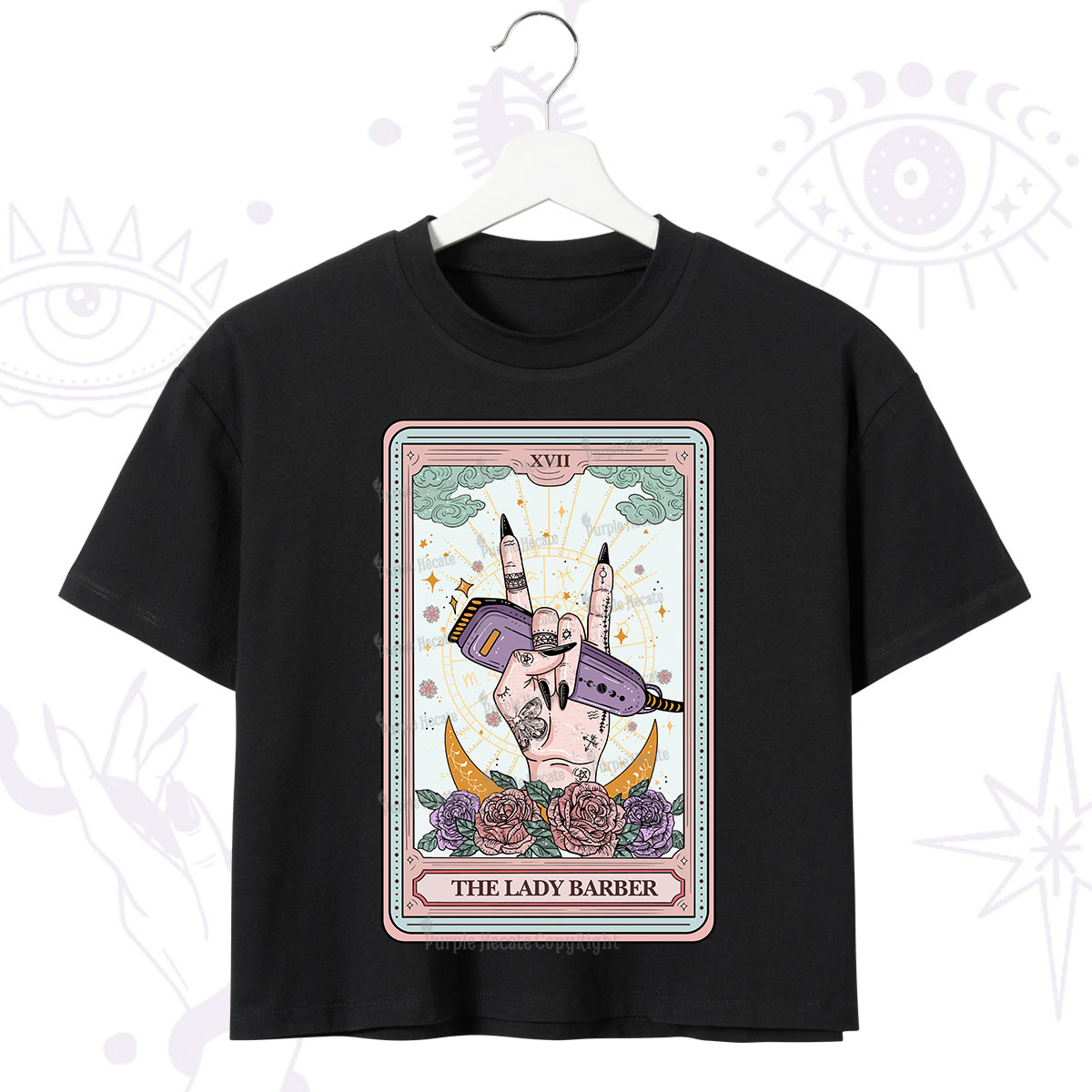 Purplehecate The Lady Barber Tarot Card Crop T-Shirt