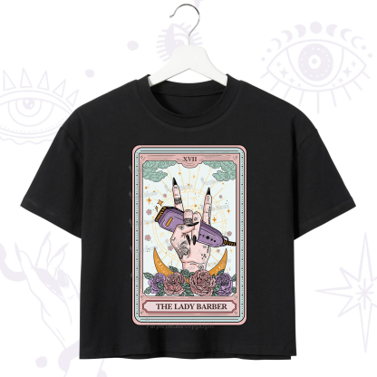 Purplehecate The Lady Barber Tarot Card Crop T-Shirt