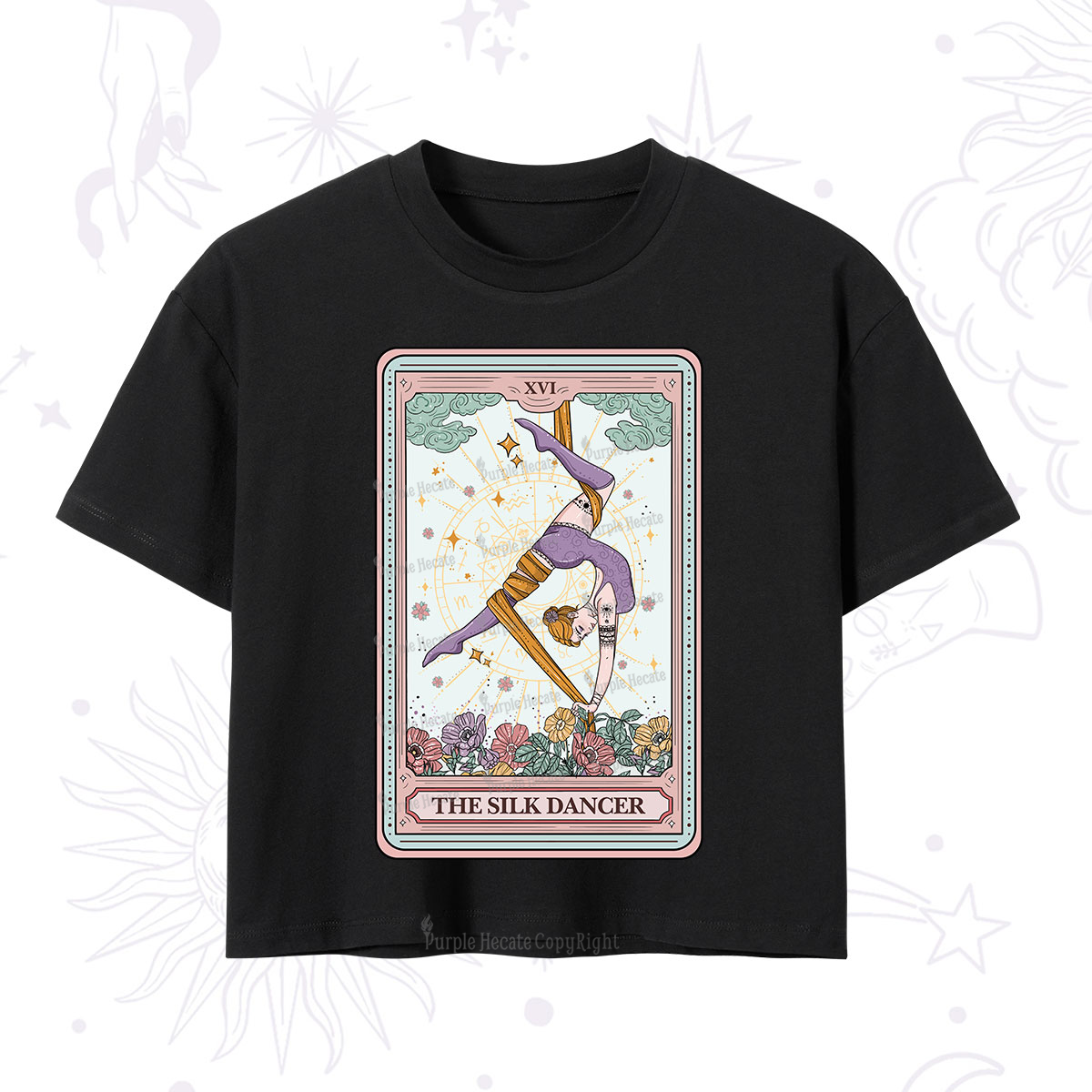 Purplehecate The Aerial Hoop Star Tarot Card Crop T-Shirt