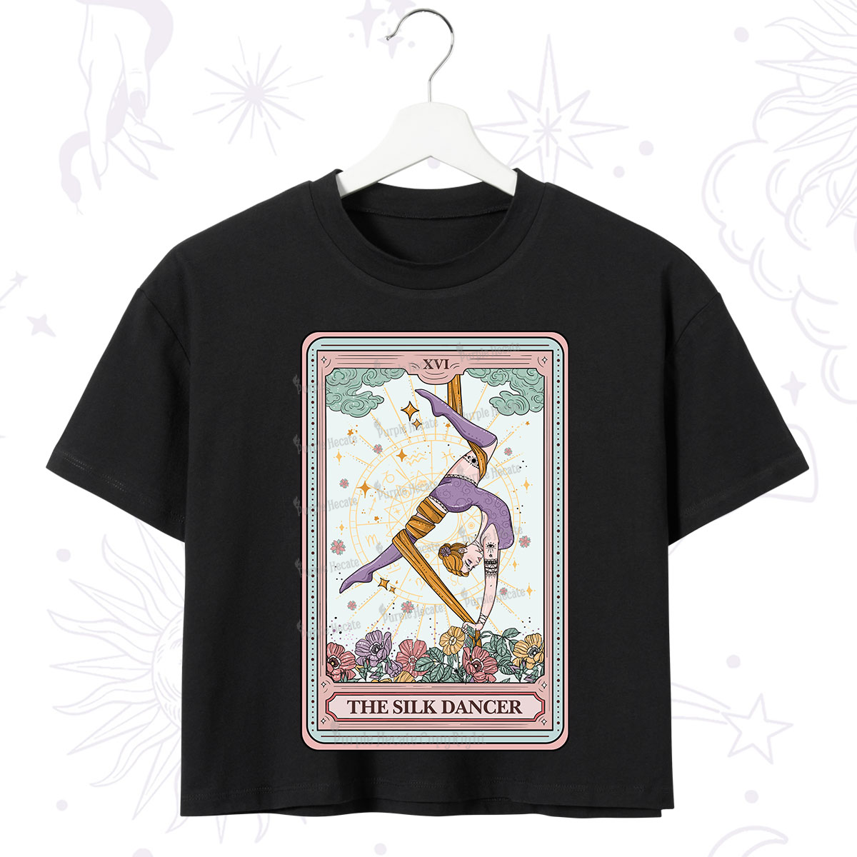 Purplehecate The Aerial Hoop Star Tarot Card Crop T-Shirt