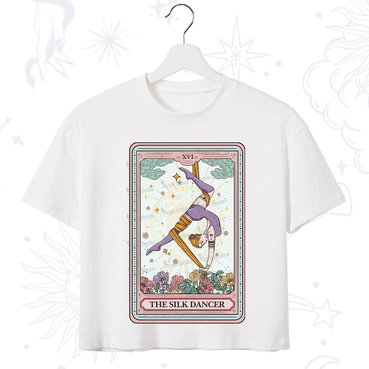 Purplehecate The Aerial Hoop Star Tarot Card Crop T-Shirt