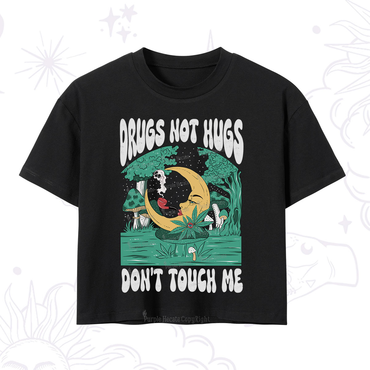 Purplehecate Drugs Not Hugs Don't Touch Me Crop T-Shirt