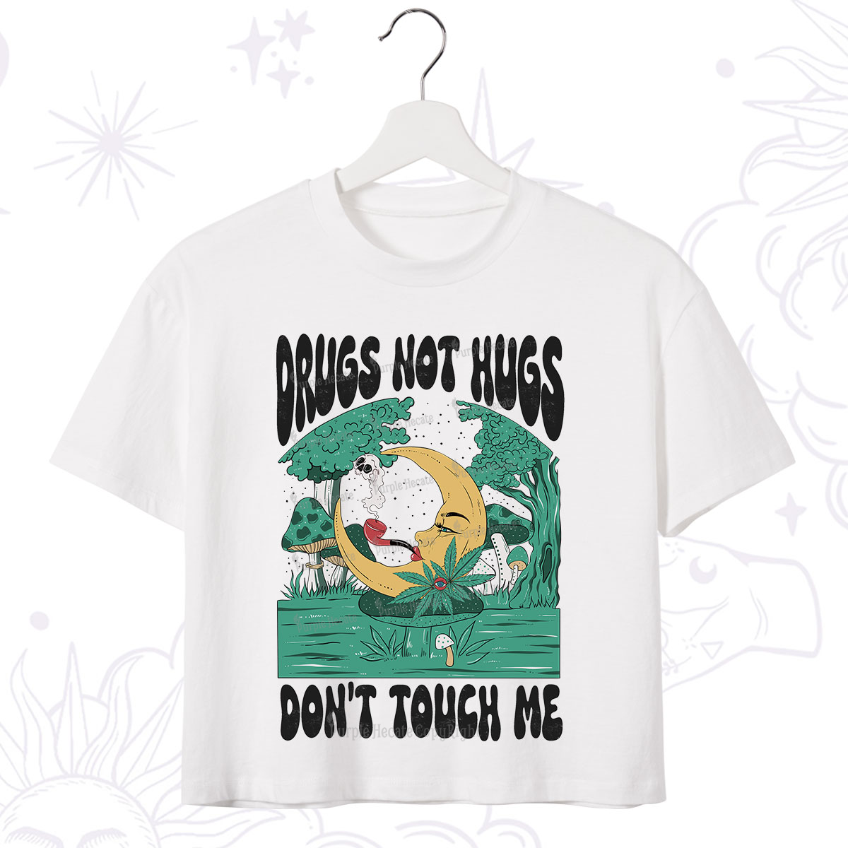 Purplehecate Drugs Not Hugs Don't Touch Me Crop T-Shirt