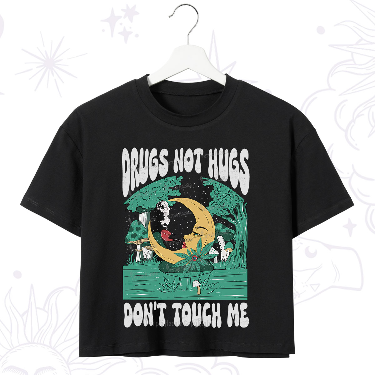 Purplehecate Drugs Not Hugs Don't Touch Me Crop T-Shirt