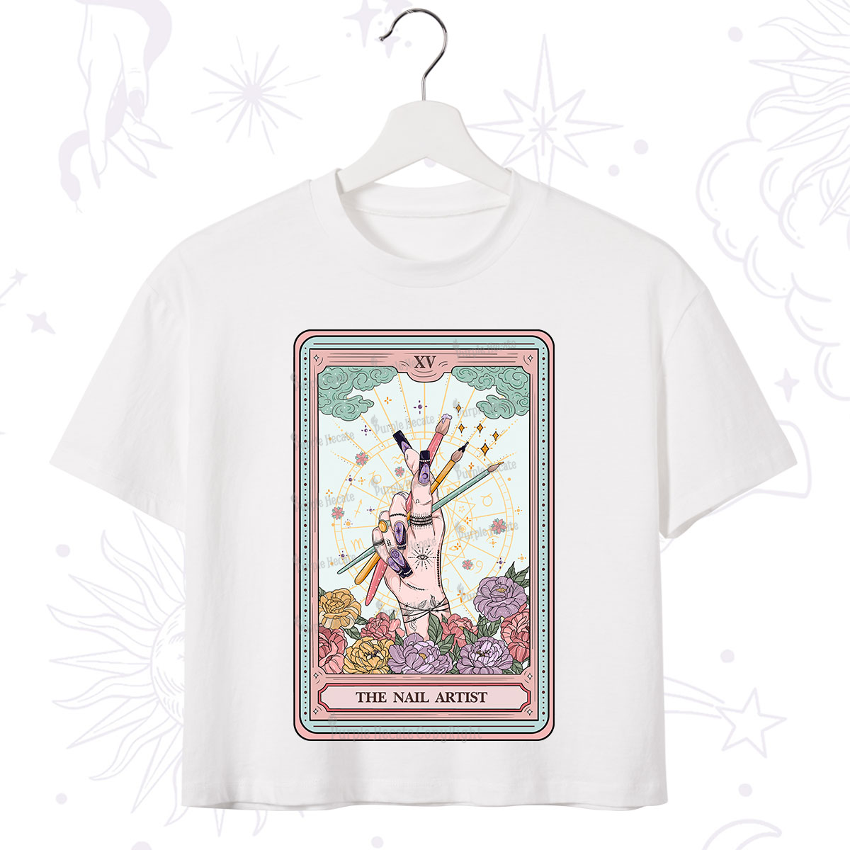 Purplehecate The Enchanted Nail Artist Tarot Card Crop T-Shirt