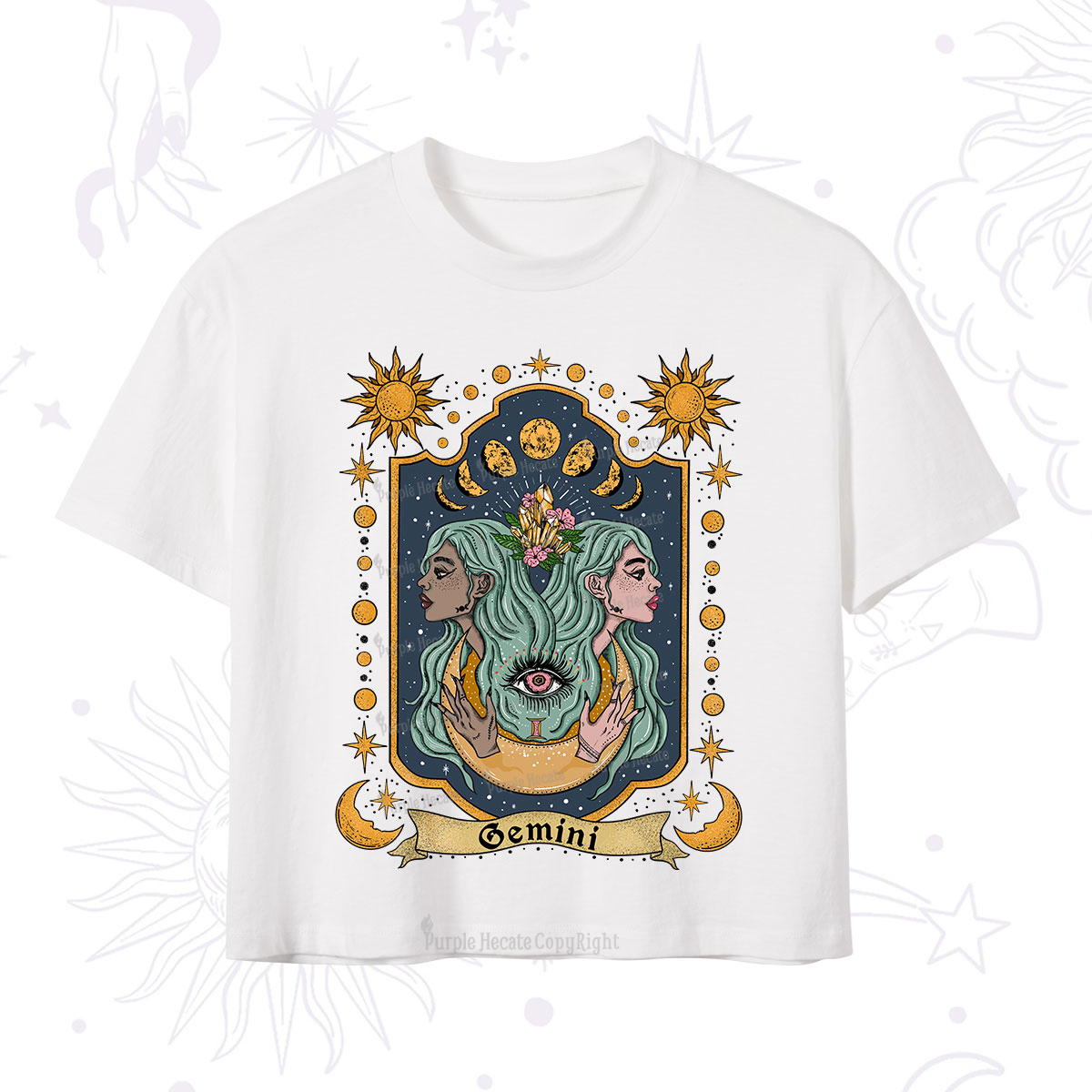 Purplehecate Gemini Zodiac Crop T-Shirt