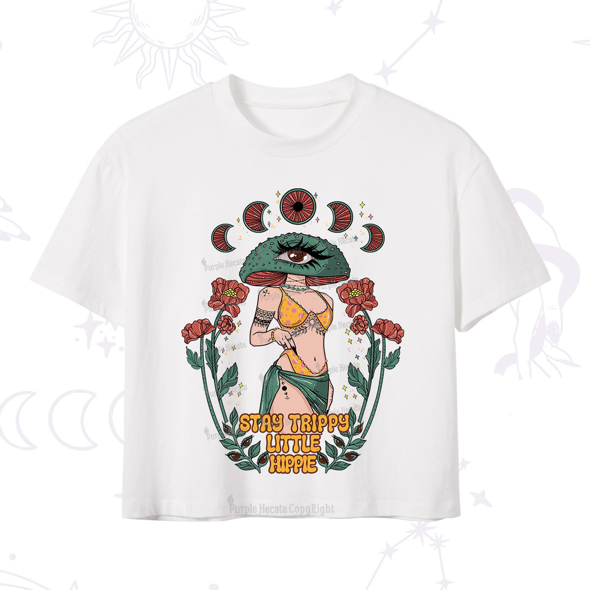 Purplehecate Stay Trippy Little Hippie Crop T-Shirt