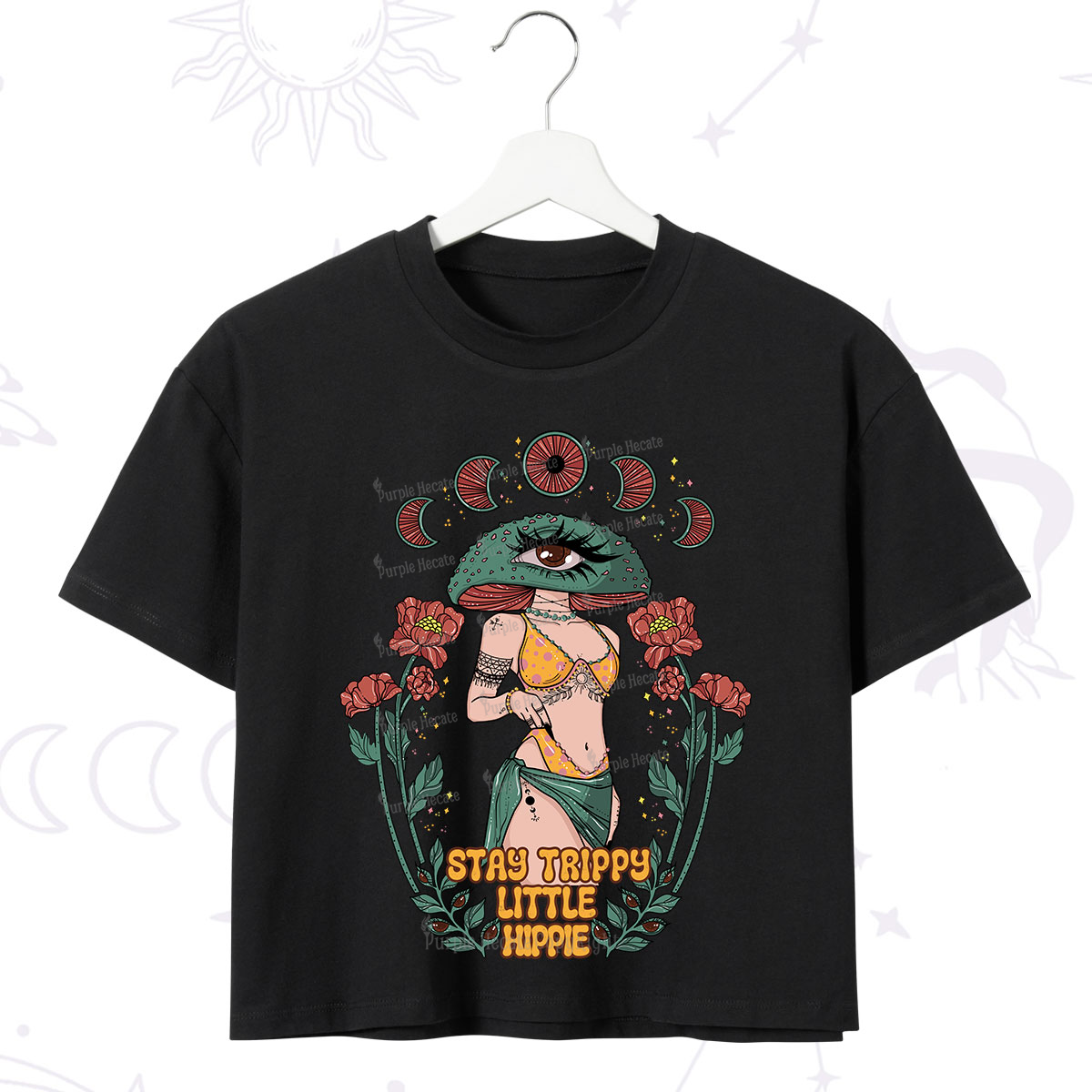 Purplehecate Stay Trippy Little Hippie Crop T-Shirt