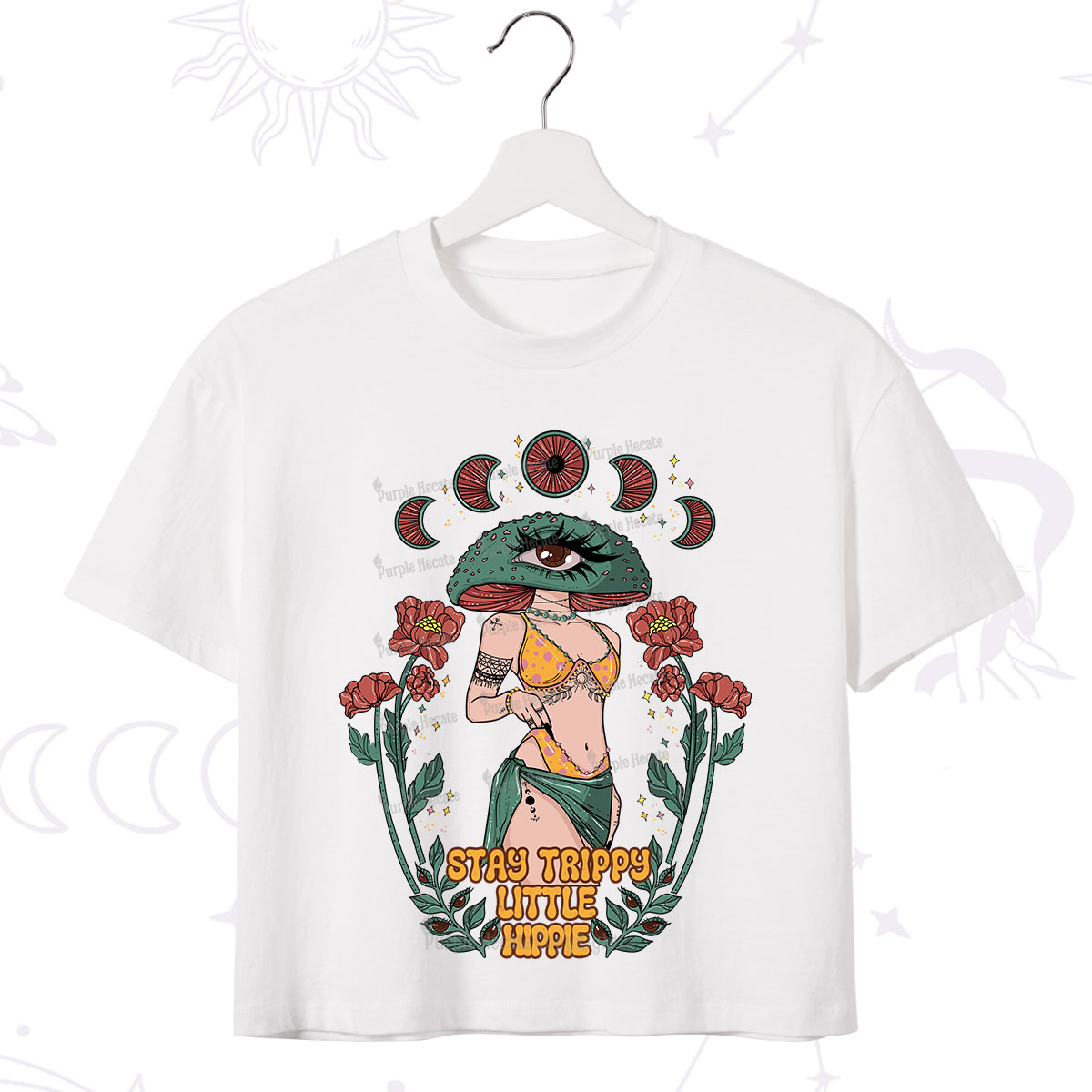 Purplehecate Stay Trippy Little Hippie Crop T-Shirt