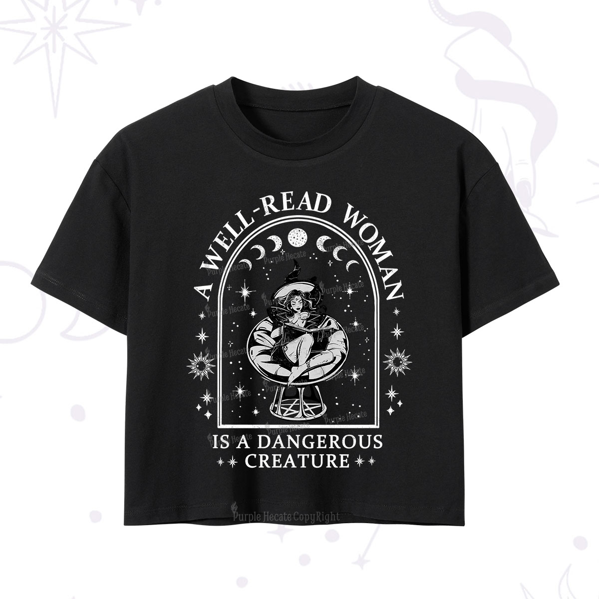 Purplehecate A Well Read Woman Bookish Crop T-Shirt