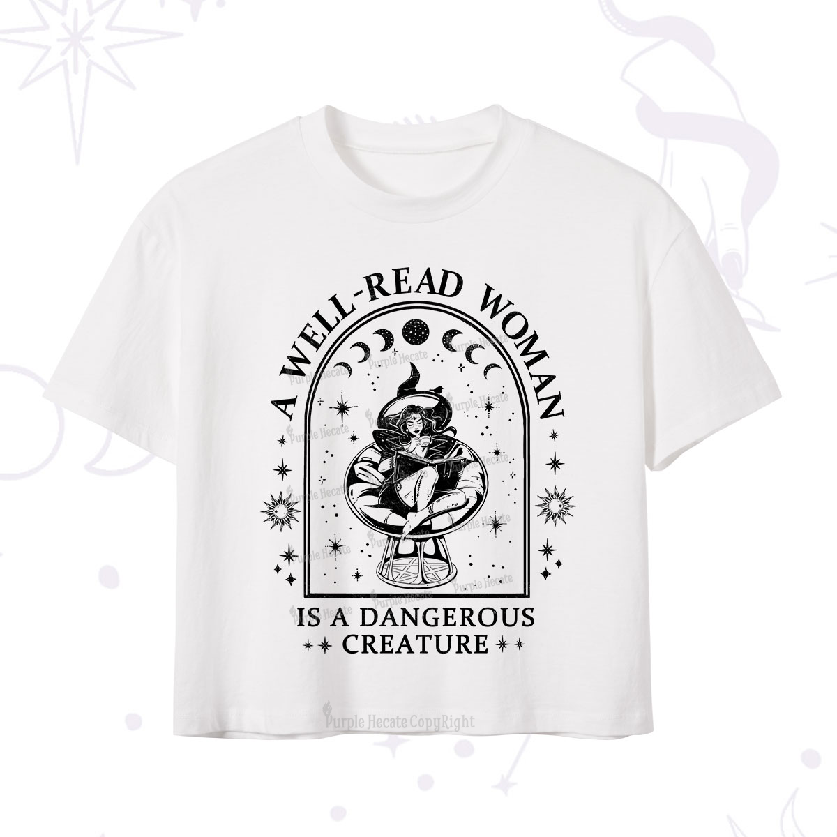 Purplehecate A Well Read Woman Bookish Crop T-Shirt