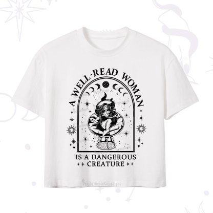 Purplehecate A Well Read Woman Bookish Crop T-Shirt