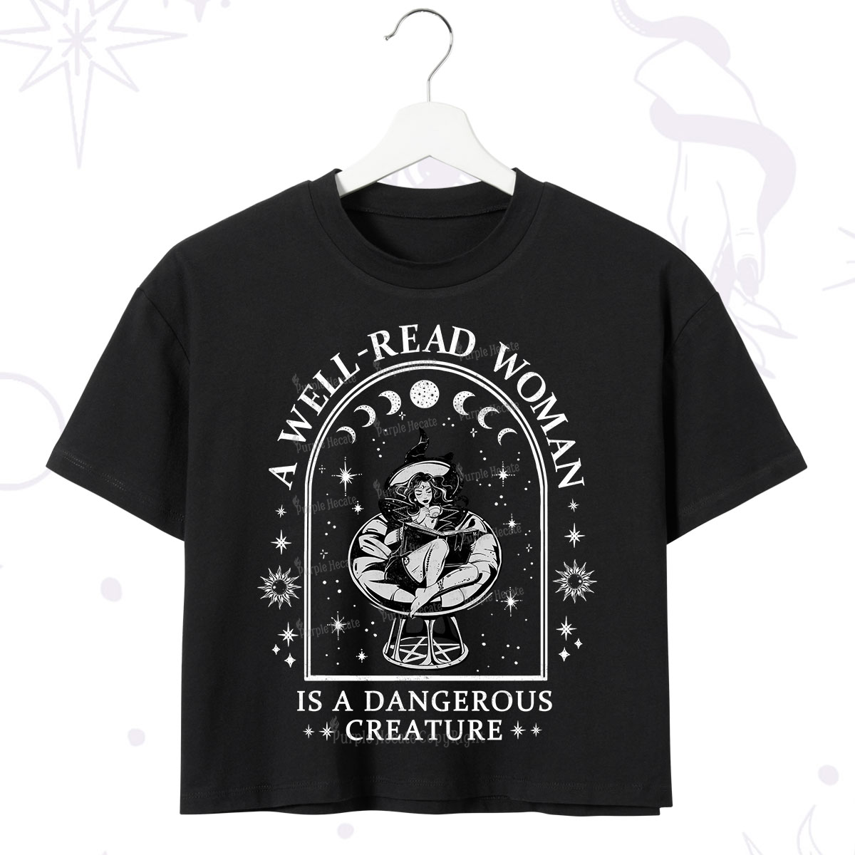 Purplehecate A Well Read Woman Bookish Crop T-Shirt