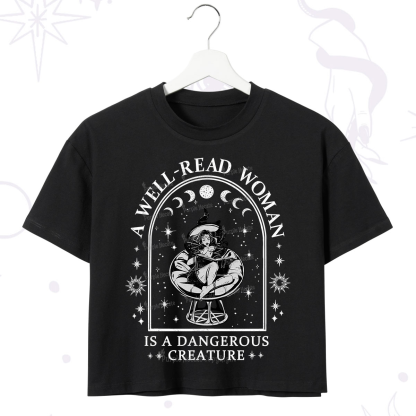 Purplehecate A Well Read Woman Bookish Crop T-Shirt