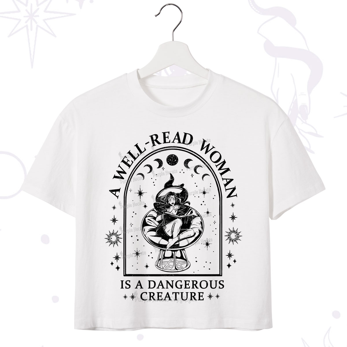 Purplehecate A Well Read Woman Bookish Crop T-Shirt