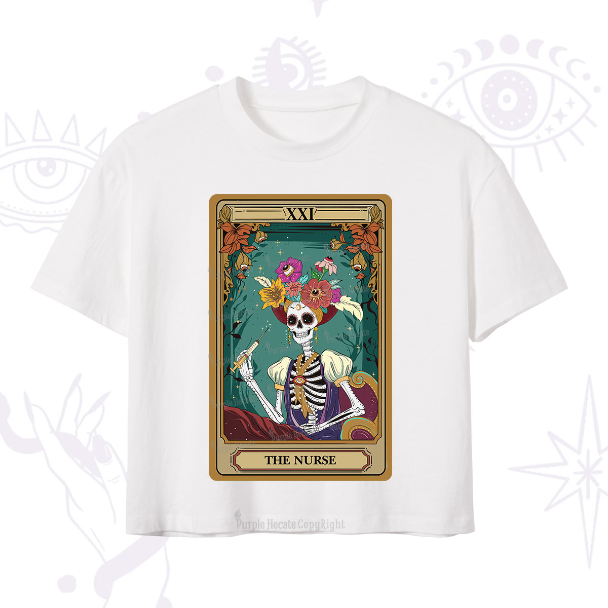 Purplehecate The Nurse Funny Tarot Card Crop T-Shirt
