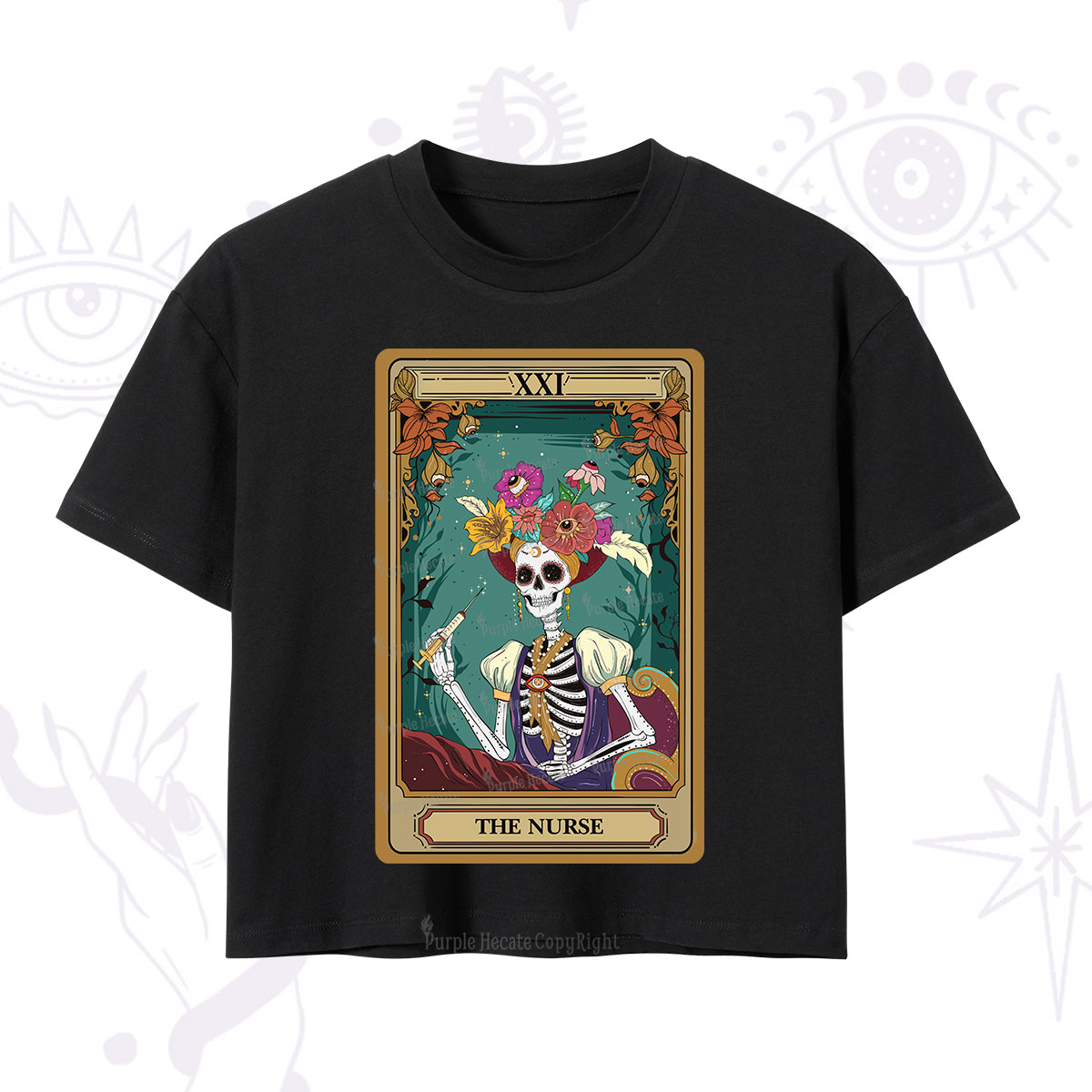 Purplehecate The Nurse Funny Tarot Card Crop T-Shirt