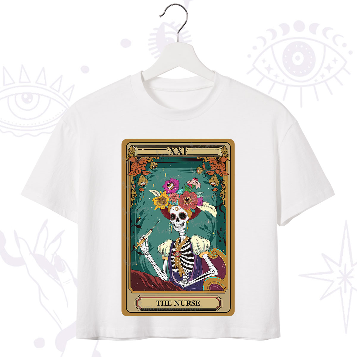 Purplehecate The Nurse Funny Tarot Card Crop T-Shirt