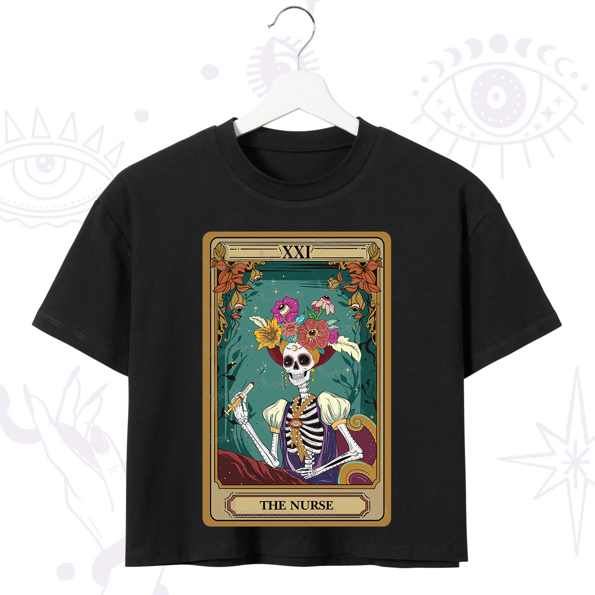 Purplehecate The Nurse Funny Tarot Card Crop T-Shirt