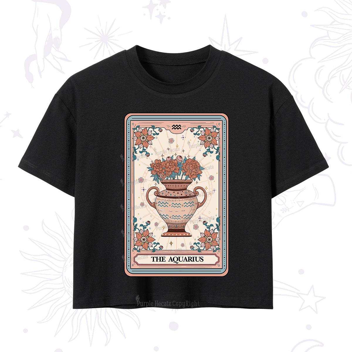 Purplehecate The Aquarius Tarot Card Crop T-Shirt