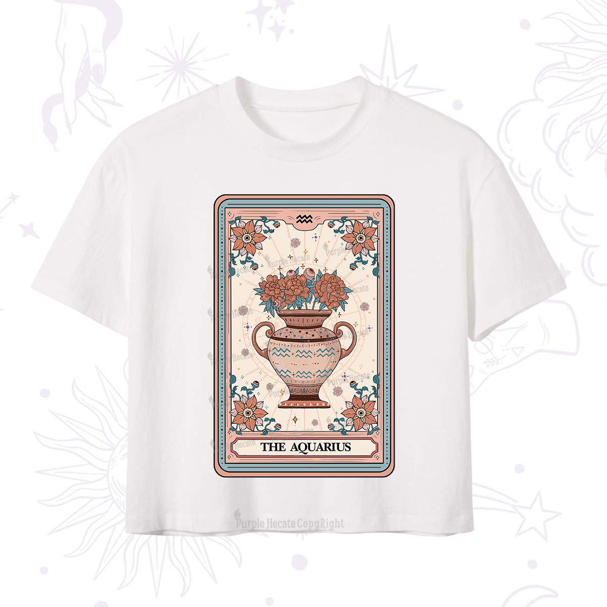 Purplehecate The Aquarius Tarot Card Crop T-Shirt