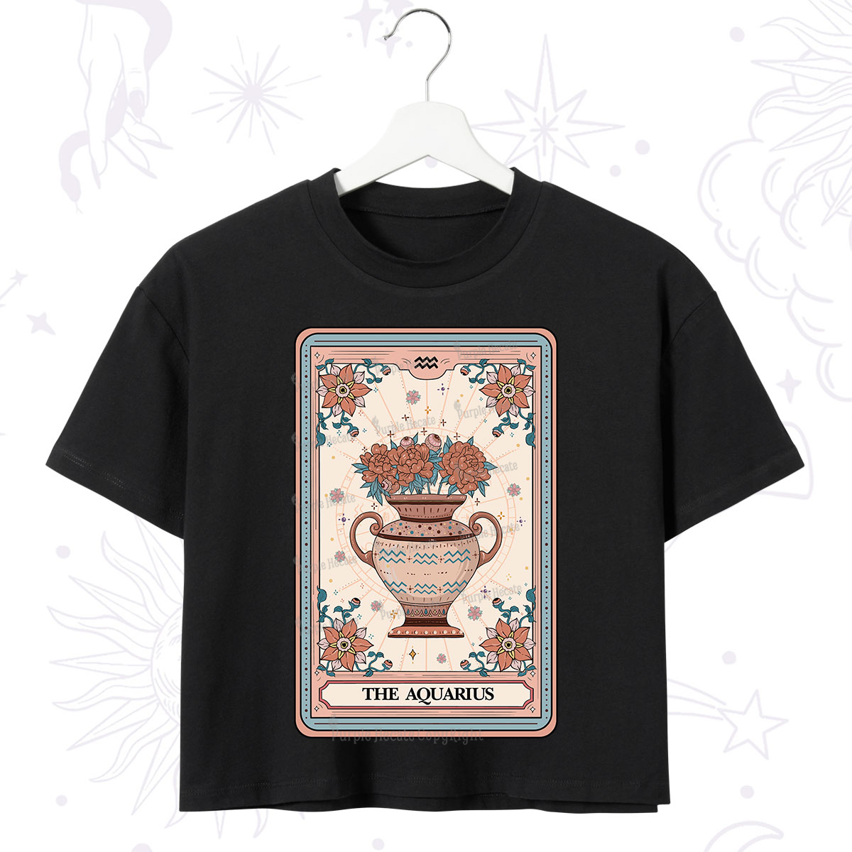 Purplehecate The Aquarius Tarot Card Crop T-Shirt