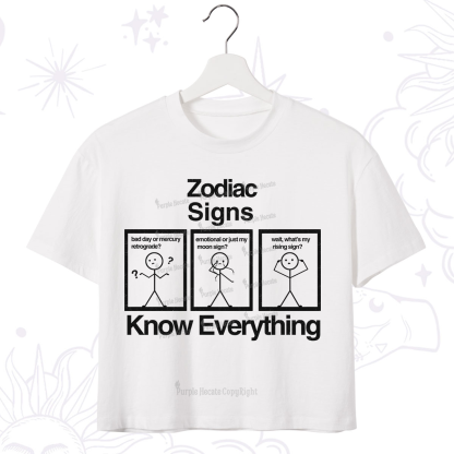 Purplehecate Zodiac Signs Know Everything Crop T-Shirt