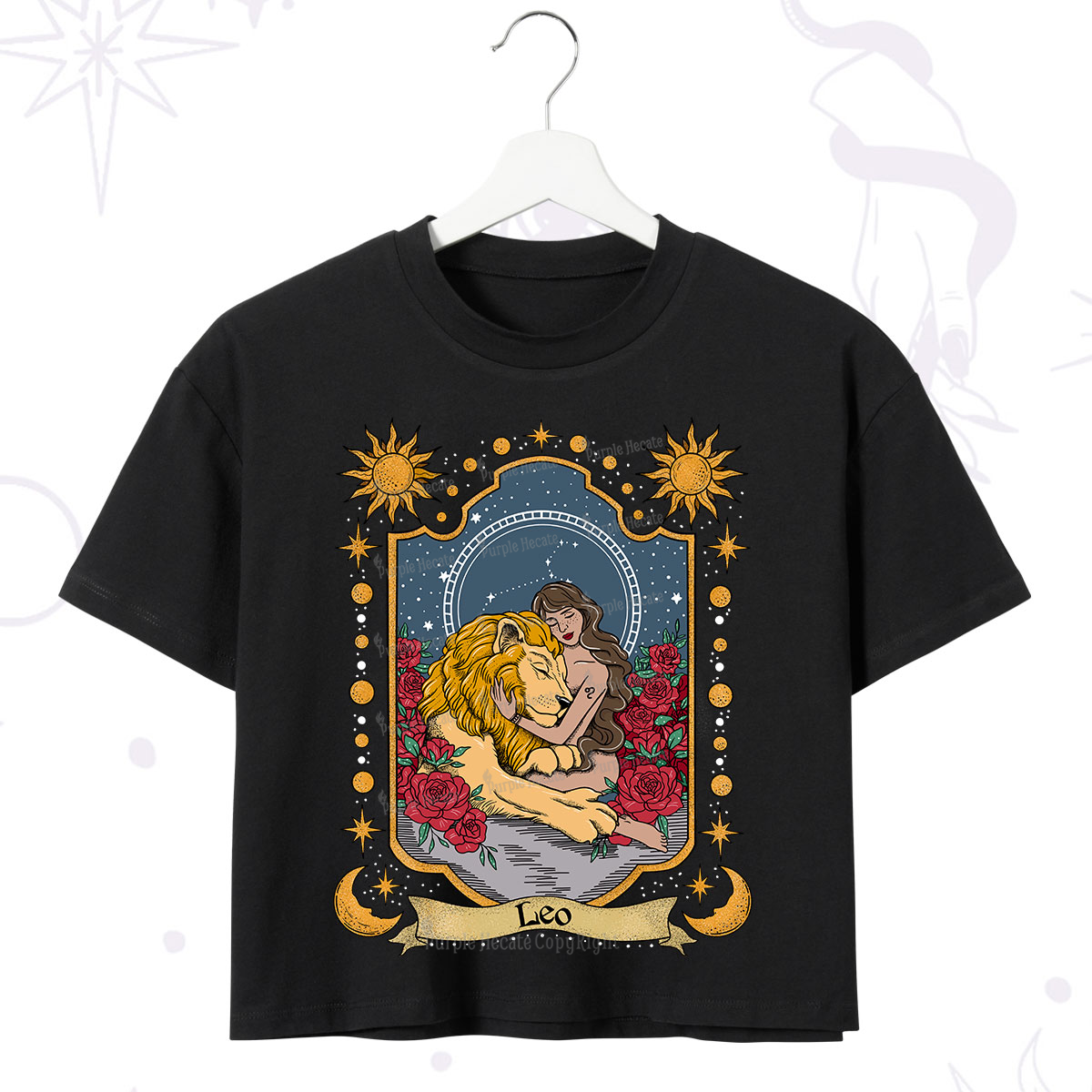 Purplehecate Leo Zodiac Crop T-Shirt