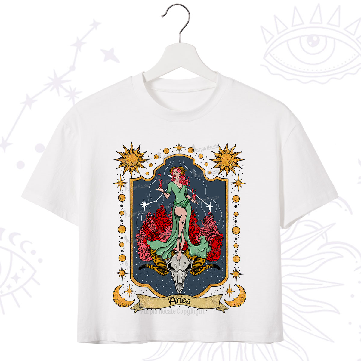 Purplehecate Aries Zodiac Crop T-Shirt