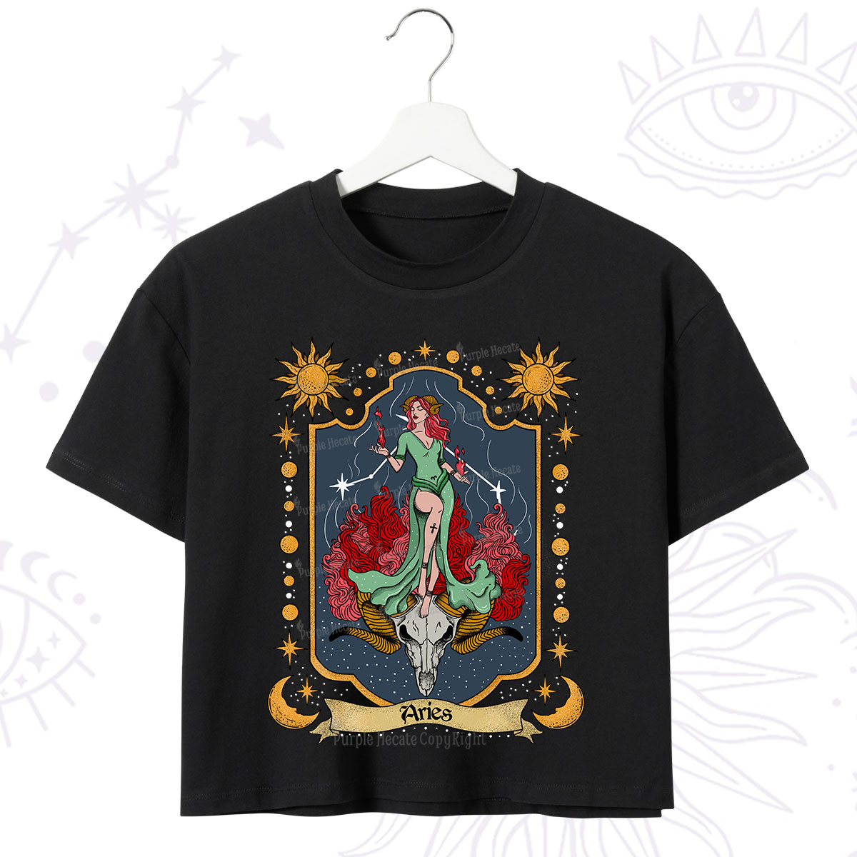 Purplehecate Aries Zodiac Crop T-Shirt
