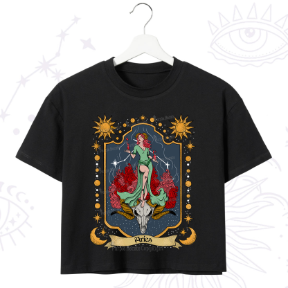 Purplehecate Aries Zodiac Crop T-Shirt