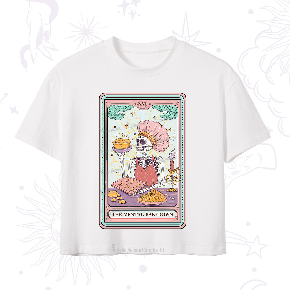 Purplehecate The Mental Bake Down Skeleton Tarot Card Crop T-Shirt