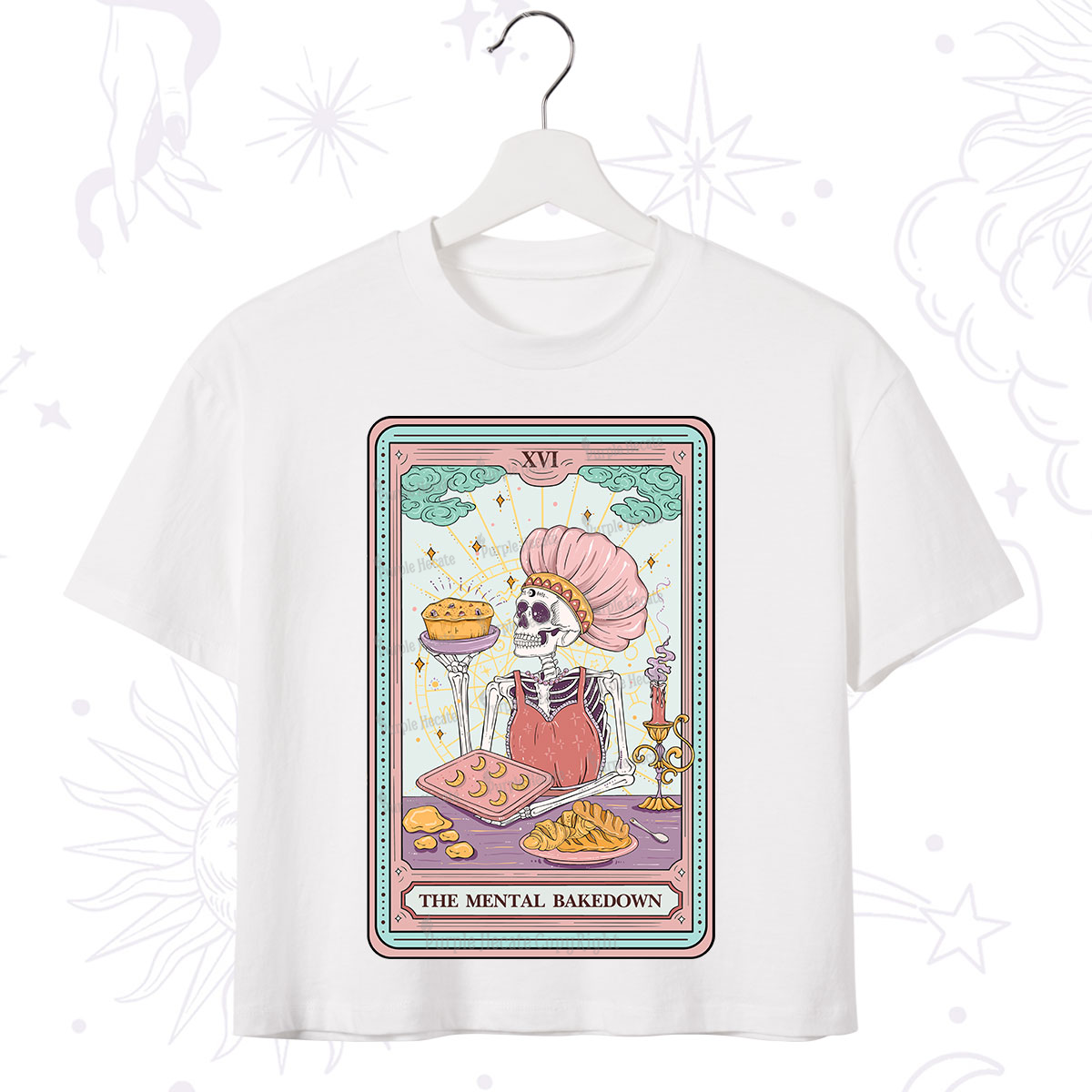 Purplehecate The Mental Bake Down Skeleton Tarot Card Crop T-Shirt