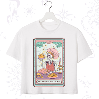 Purplehecate The Mental Bake Down Skeleton Tarot Card Crop T-Shirt