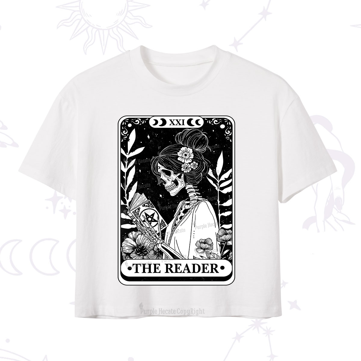 Purplehecate The Reader Skeleton Tarot Crop T-Shirt
