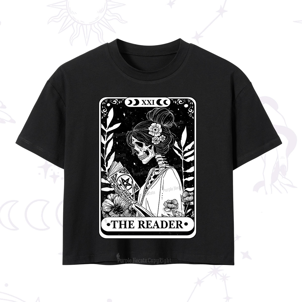 Purplehecate The Reader Skeleton Tarot Crop T-Shirt