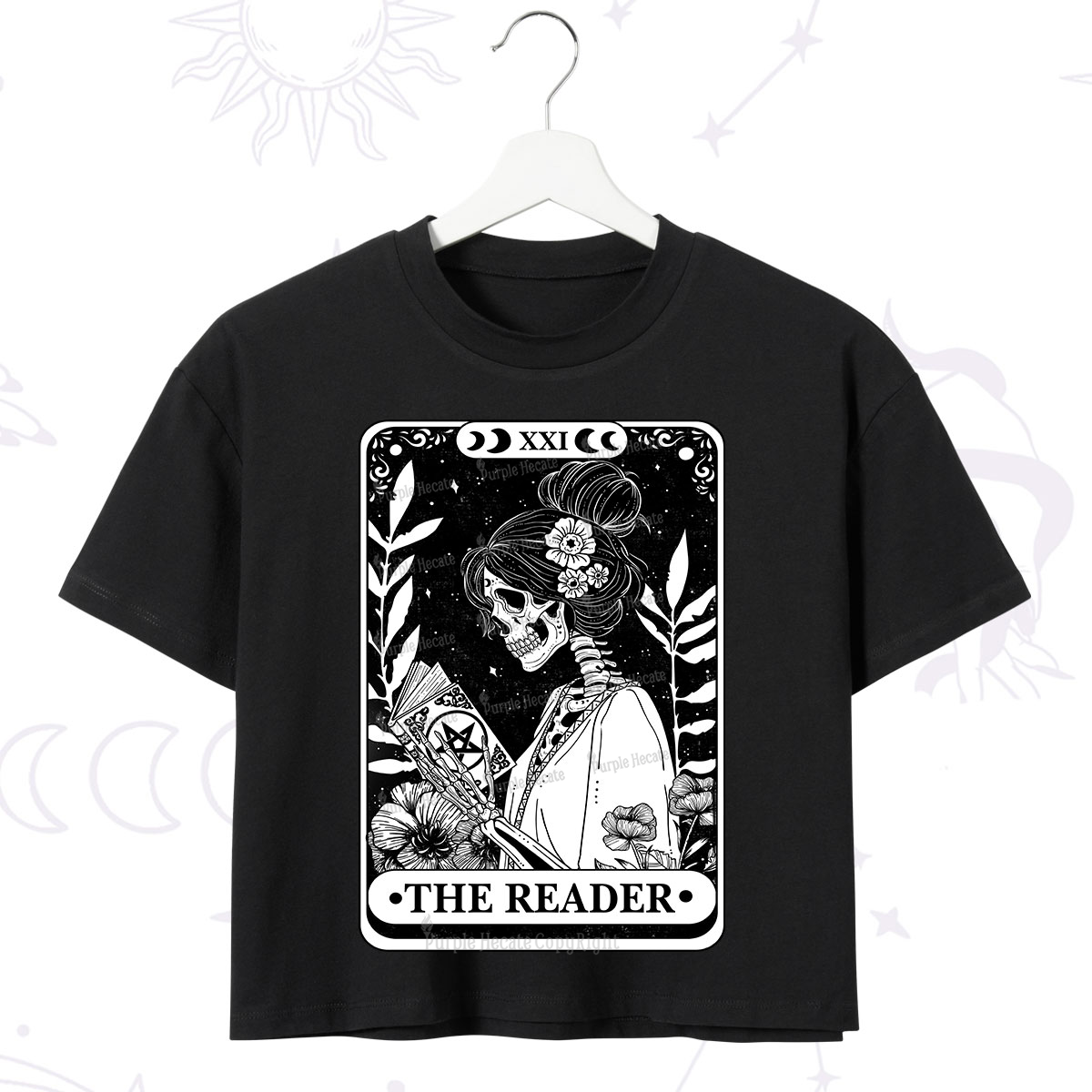 Purplehecate The Reader Skeleton Tarot Crop T-Shirt